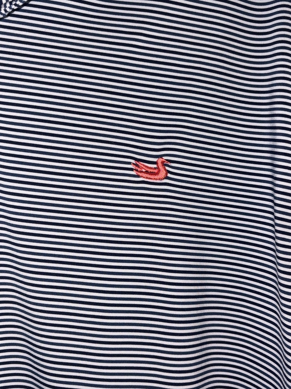 Southern Marsh Men’s Navy & White Micro-Striped Polo with coral Logo - Picture 3 of 3